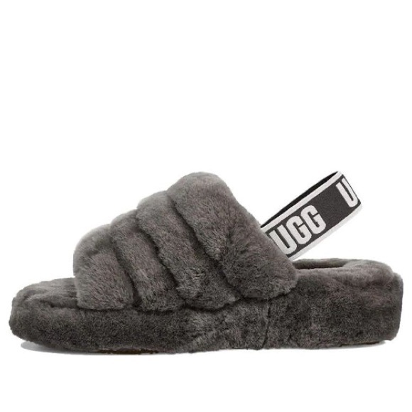 UGG Women's Fluff Yeah Grey Slippers - Picture 8 of 9